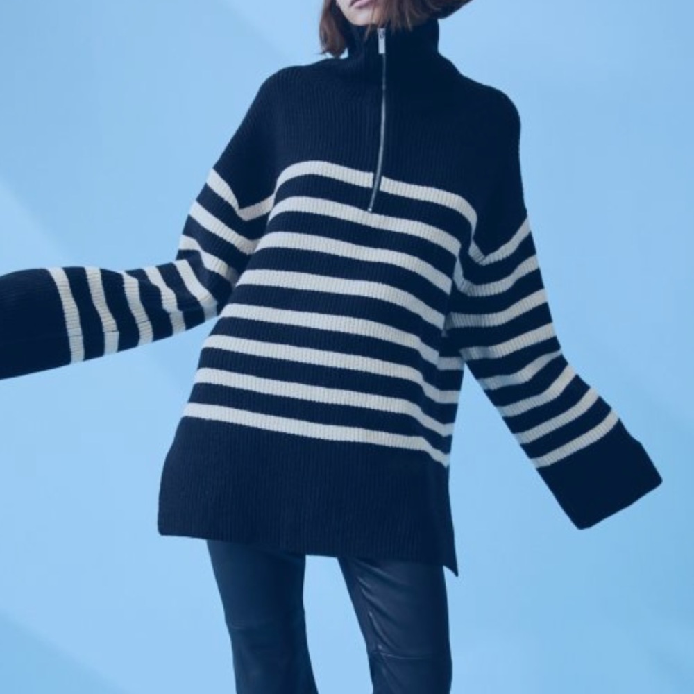 NWT H&M Rib Knit Half Zip Sweater